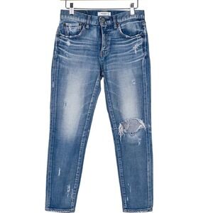 MOUSSY VINTAGE Women Blue Distressed Ripped Straight Leg Jeans Size 26